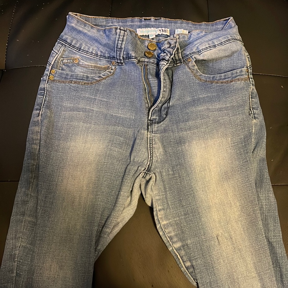 Cuffed blue jeans